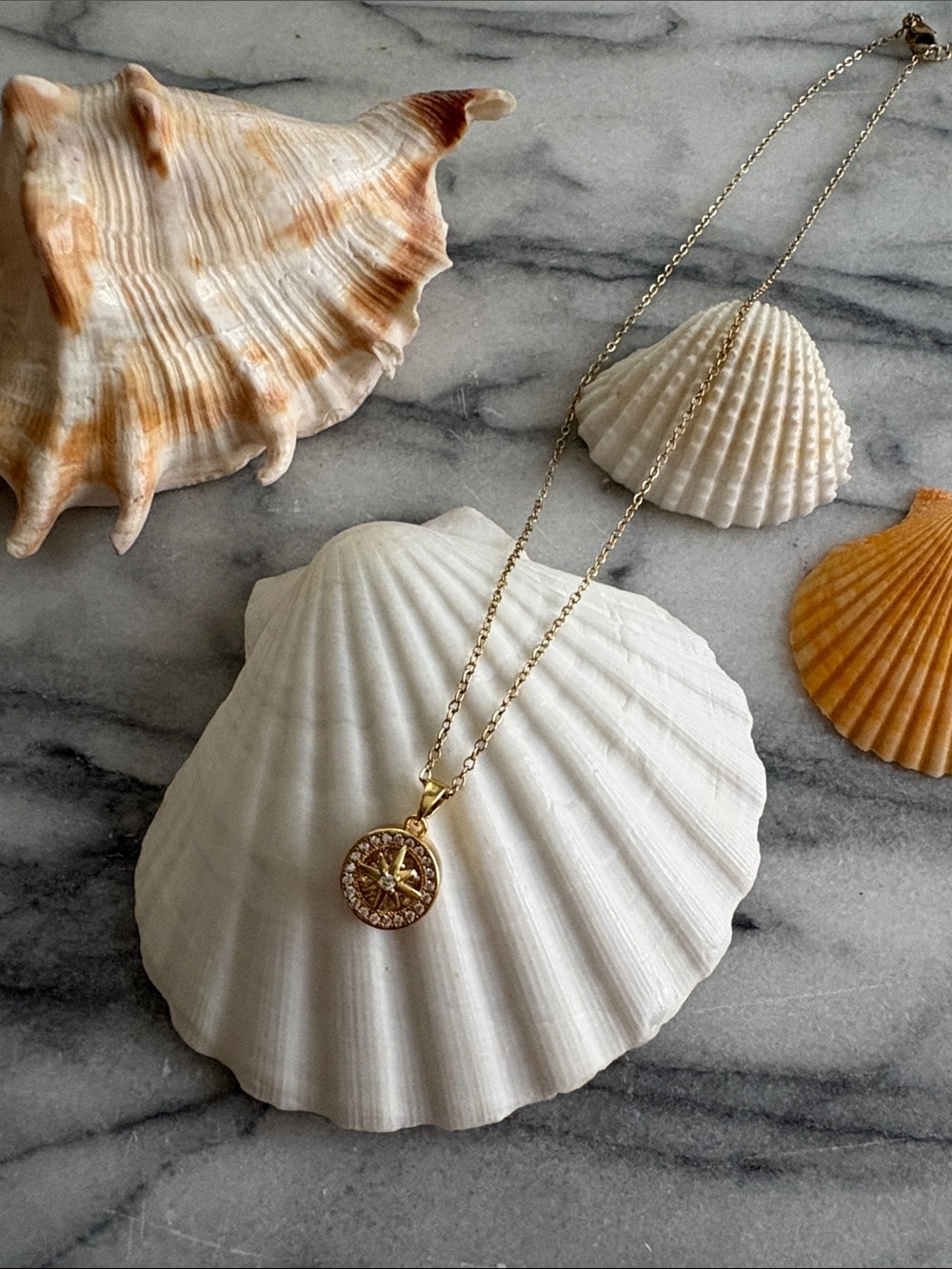 Gold Compass Star Pendant Necklace - Women Jewelry